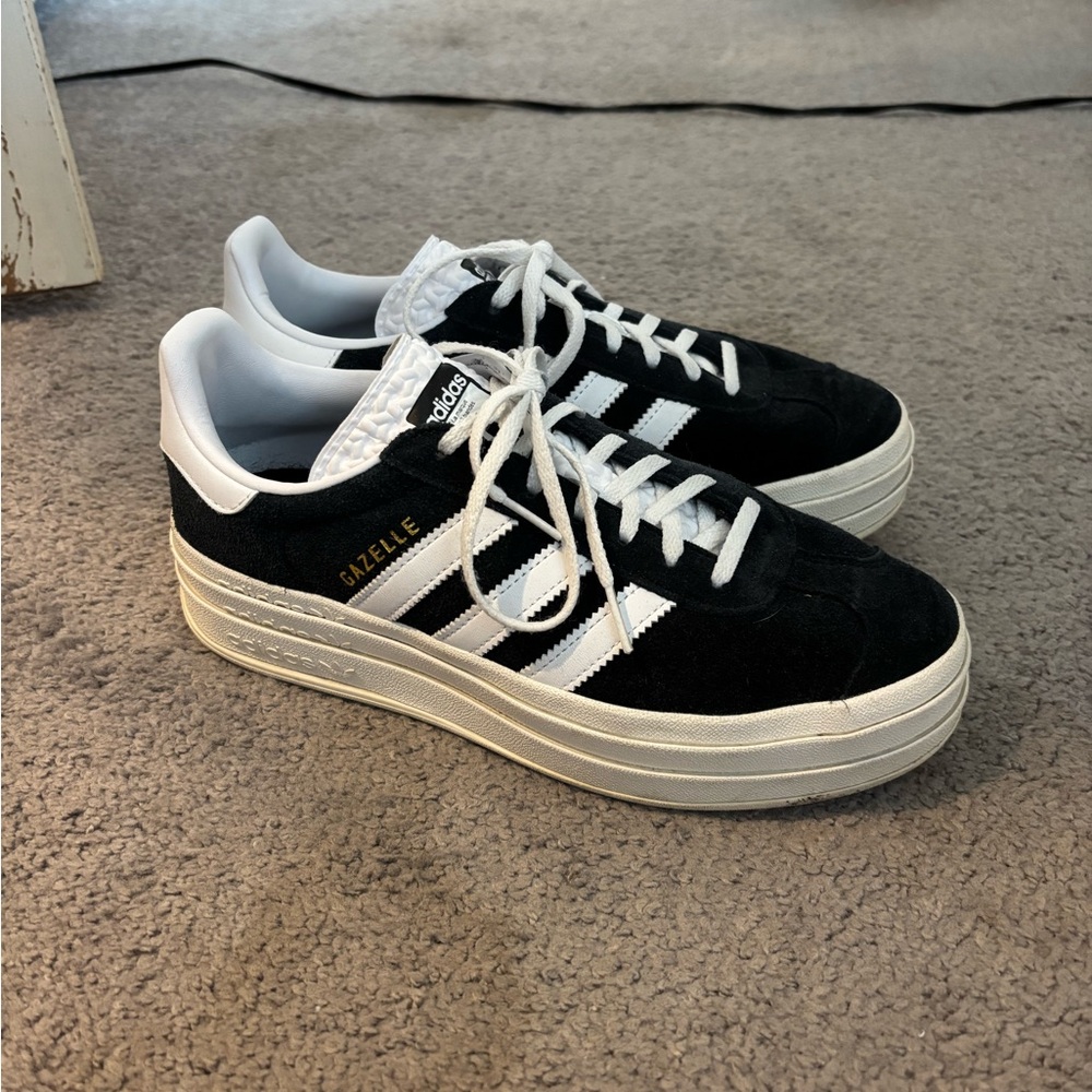adidas Gazelle Platform Sneakers - Black & White